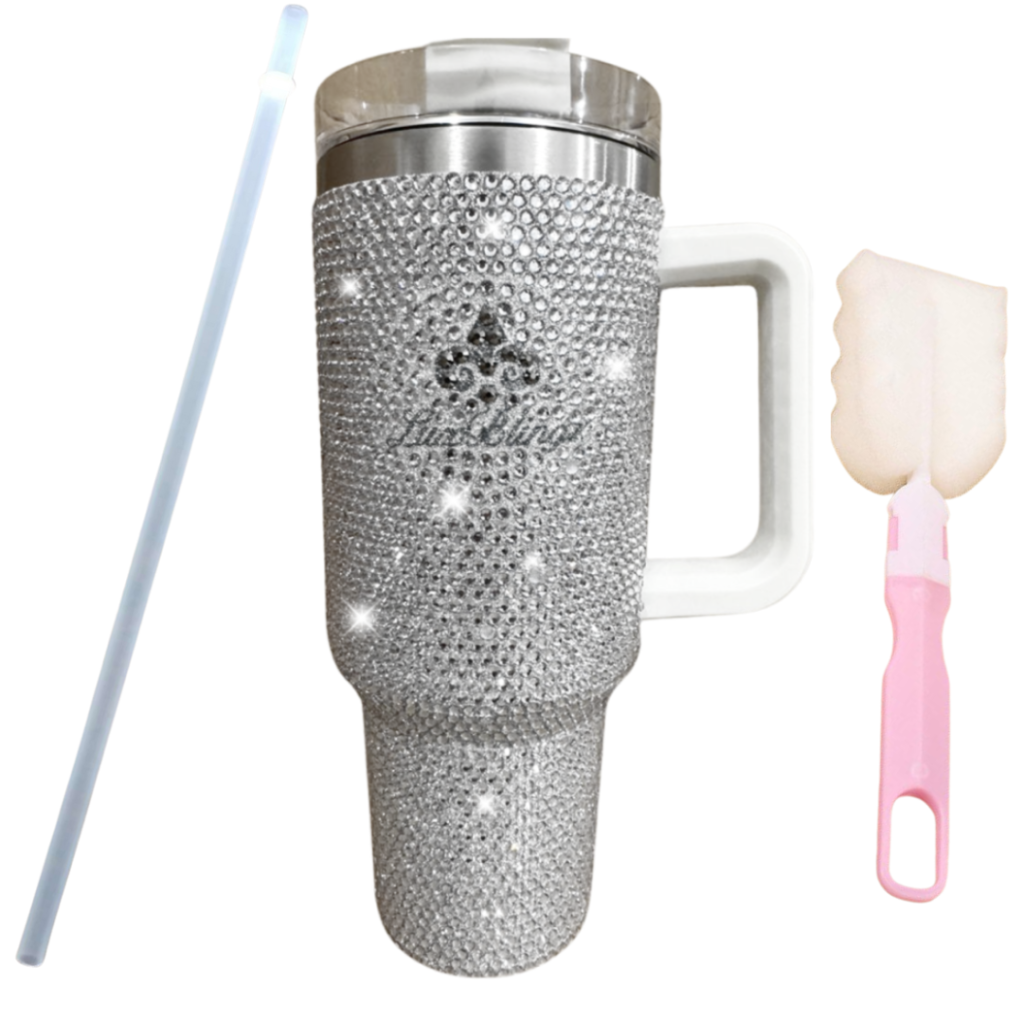 40oz Bling Tumbler with handle and straw Stanley H1.0 bedazzled with Premium Rhinestones