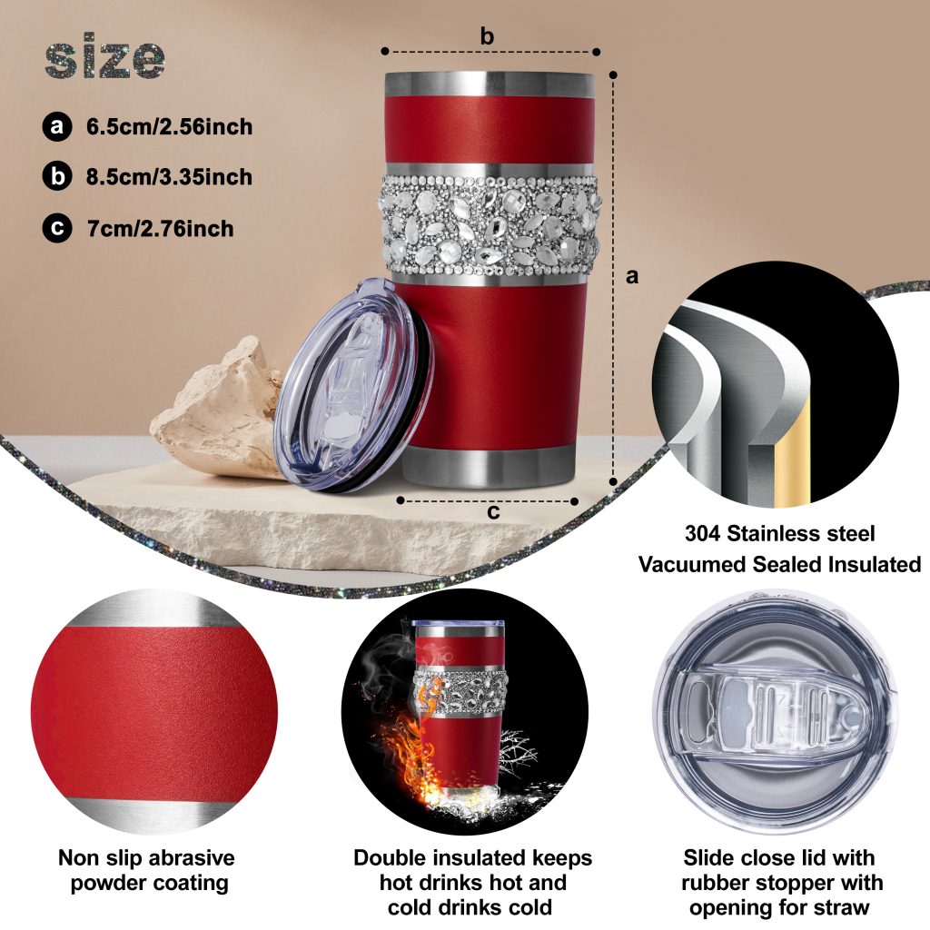 LuxBlingz 20 Oz Yeti Style Bling Cup Description infographic