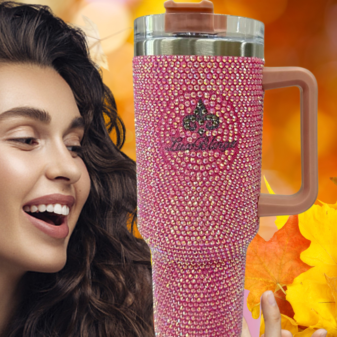 girl with pink 40oz stanley cup